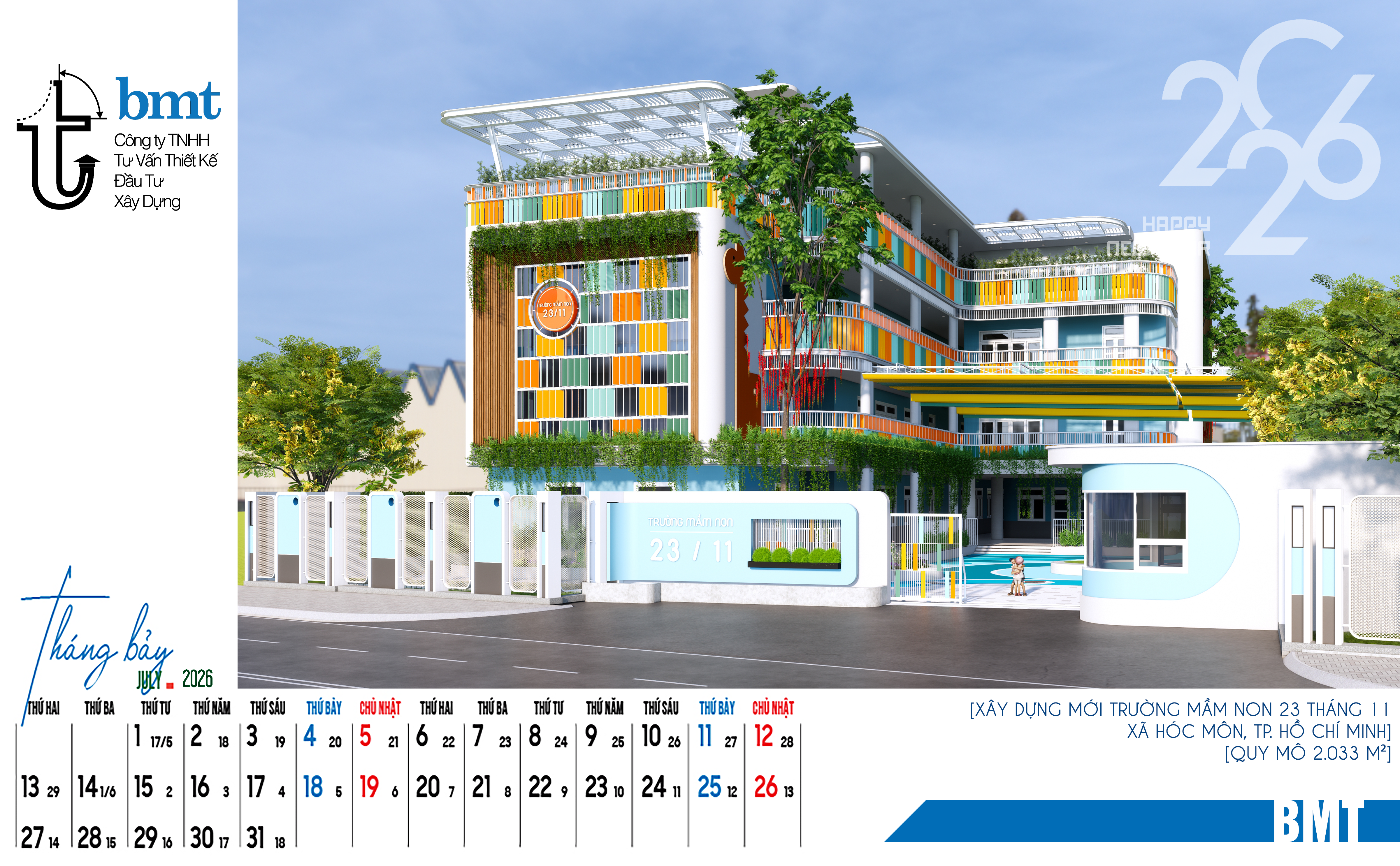 THIẾT KẾ TRƯỜNG MẦM NON 23/11, HÓC MÔN, TP.HCM - 2.033M2