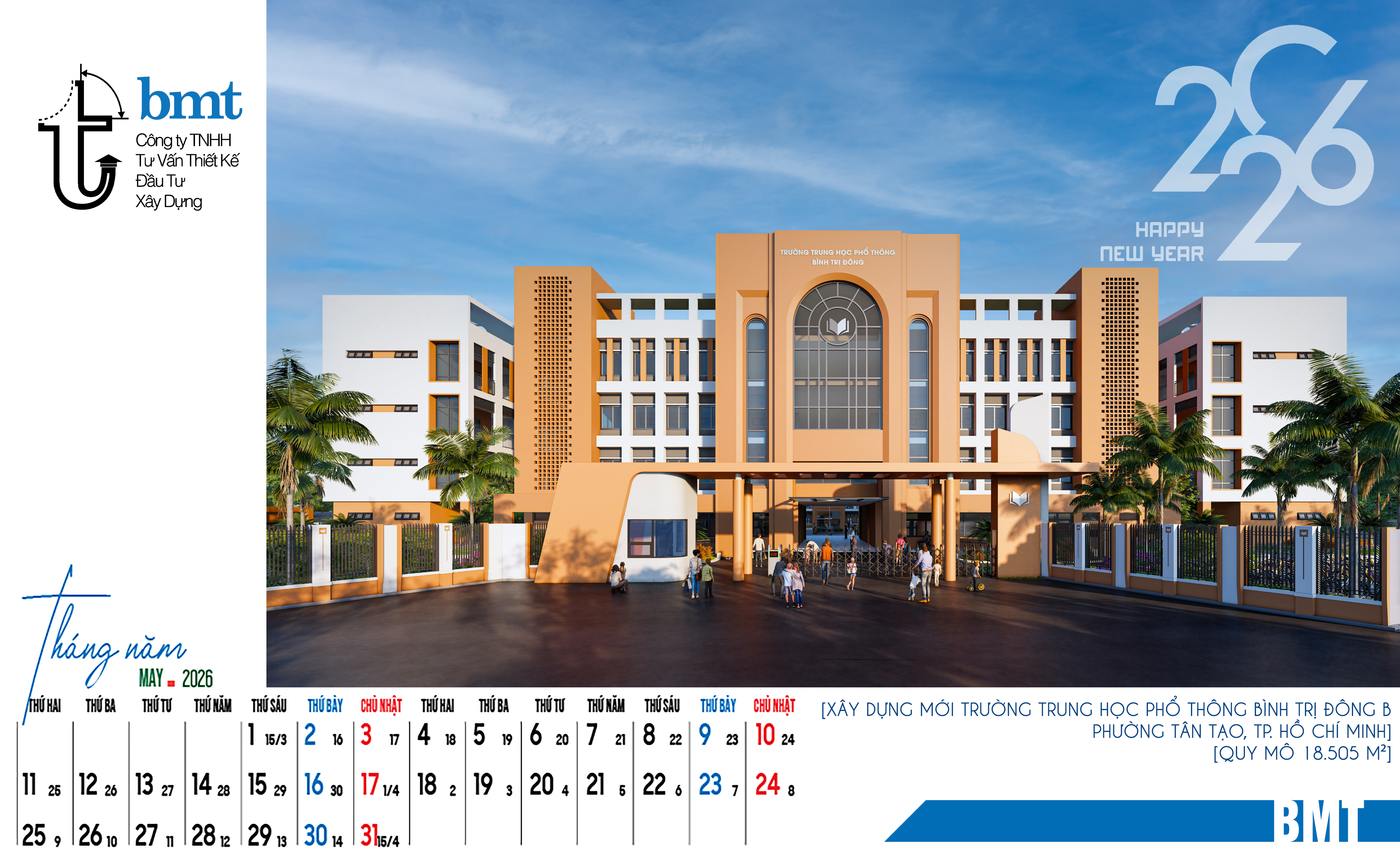 THIẾT KẾ TRƯỜNG THCS BÌNH TRỊ ĐÔNG B, TP.HCM - 18.505M2